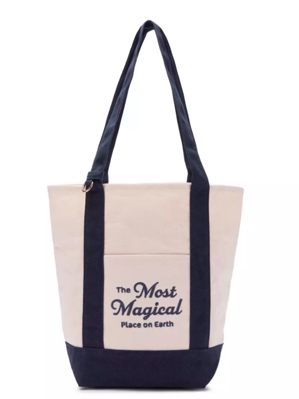 New Disney Parks The Most Magical Place on Earth Cream and Navy Canvas Tote